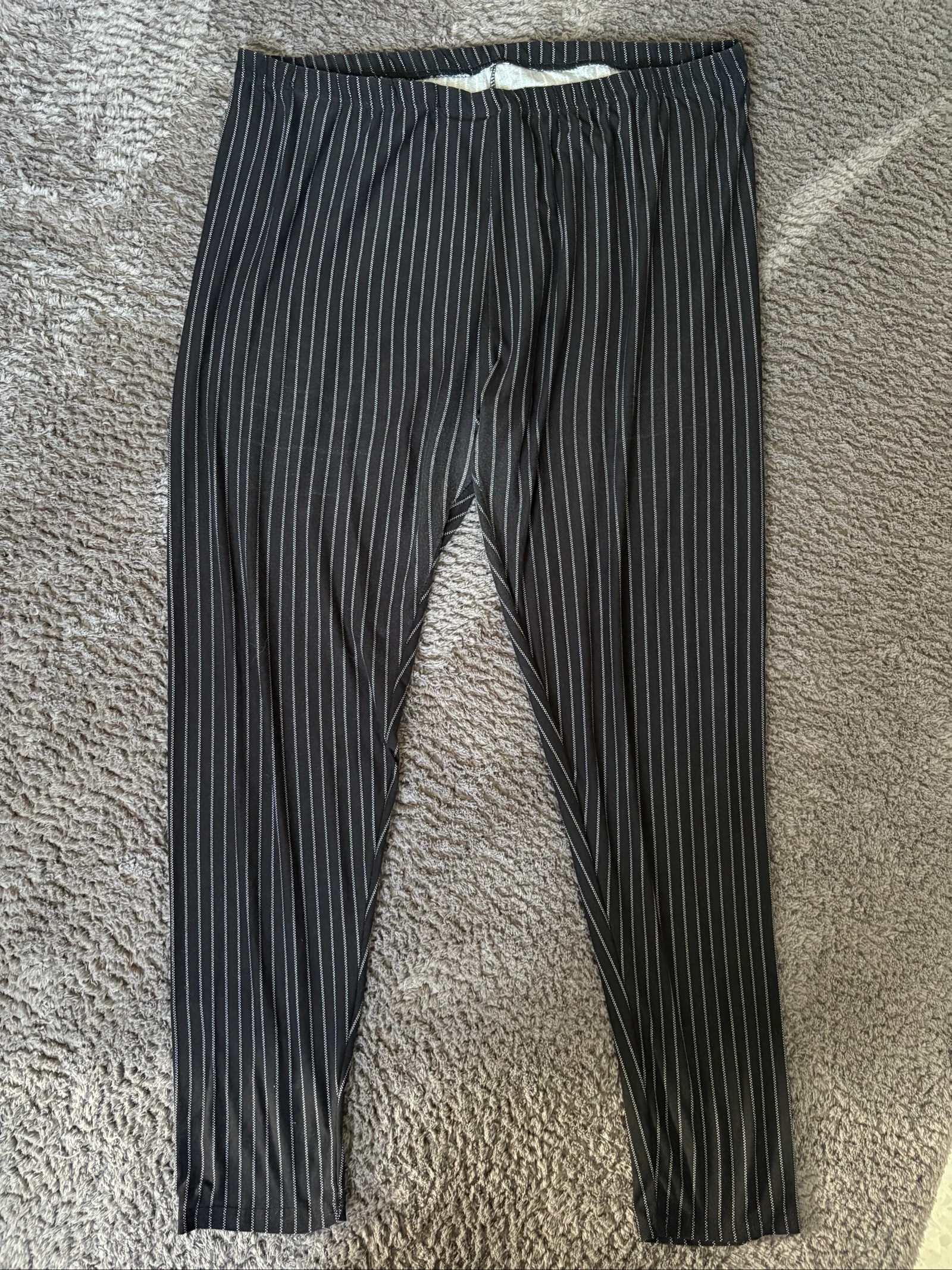 Pantalon femme 4XL noir rayures blanches style pyjama